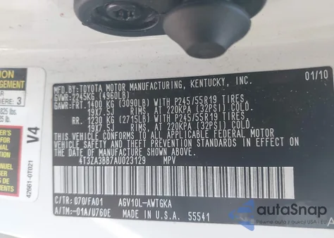 2010 Toyota Venza from USA, damaged, VIN 4T3ZA3BB7AU023129